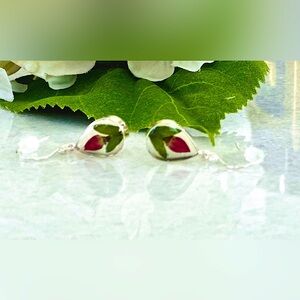 New genuine miniature Rose drop sterling silver earrings handcrafted in Mexico